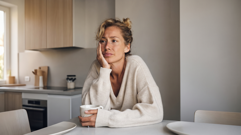 Woman struggling to concentrate
